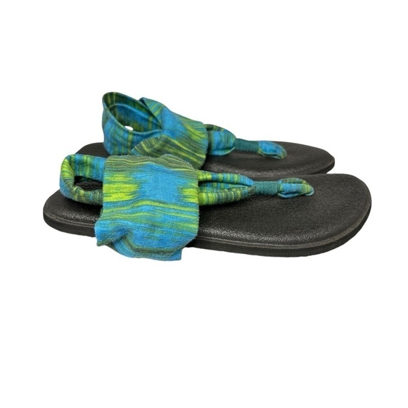 Sanuk Sling Yoga Blue and Green Thong Sandals Womens Size 7 - Picture 4 of 9